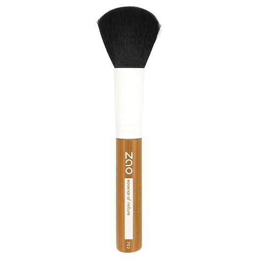 Zao Bamboo Face Powder Brush, veganer Puderpinsel mit weichen Haaren für einen natürlichen Look, brauner Griff