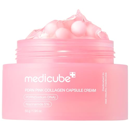 Medicube PDRN Pink Collagen Cream – Leichte Feuchtigkeitscreme für das Gesicht mit Niacinamid zur Verbesserung des ungleichmäßigen Hauttons – Koreanische Hautpflege, 55 g