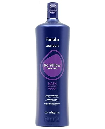 Fanola Wonder No Yellow Maske, Anti-Gelbstich-Maske 1000ml, Feuchtigkeitsspendende Gesichtsmaske mit sanftem Blütenduft