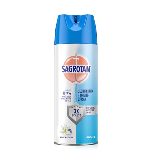 SAGROTAN Hygiene-Spray Aerosol, 400 ml Oberflächen-Desinfektionsmittel mit 99,9% Keimreduzierung