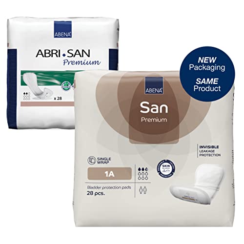 Abena San Premium Nr. 1A, Inkontinenzeinlagen für Damen, 22,1 x 9,9 cm, hochabsorbierend bis 207 ml, mit Side Leak Guards und geruchshemmendem System