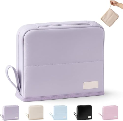 RETGJNC Reise-Kosmetiktasche, tragbarer Ständer mit großem Fassungsvermögen, Nass-/Trocken-Trennung, wasserdichtes PU-Leder