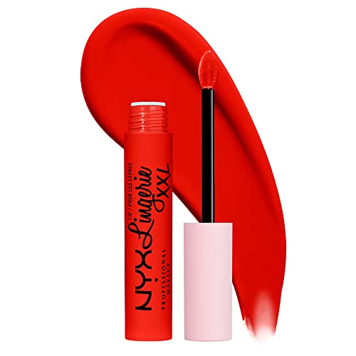 NYX Professional Makeup Lip Lingerie XXL, Flüssiger Lippenstift in ON FUEGO, 4 ml, langanhaltend und matt