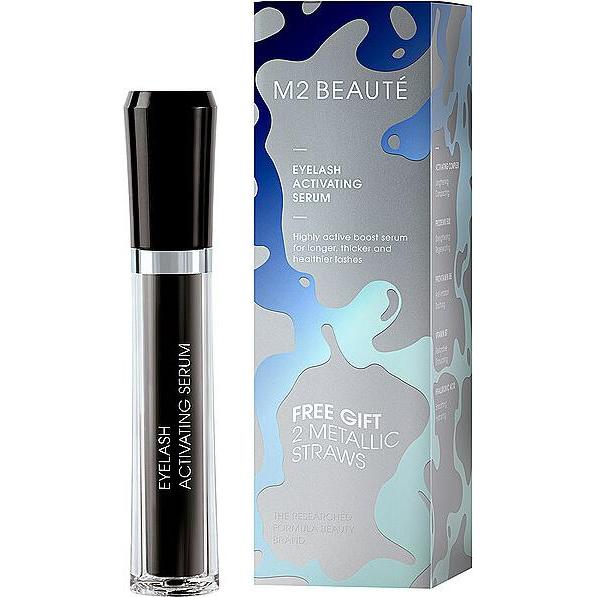 M2 Beauté Eyelash Activating Serum, Wimpernserum für längere und dichtere Wimpern, Limited Edition 2025 (4 ml) mit exklusiven Trinkhalmen