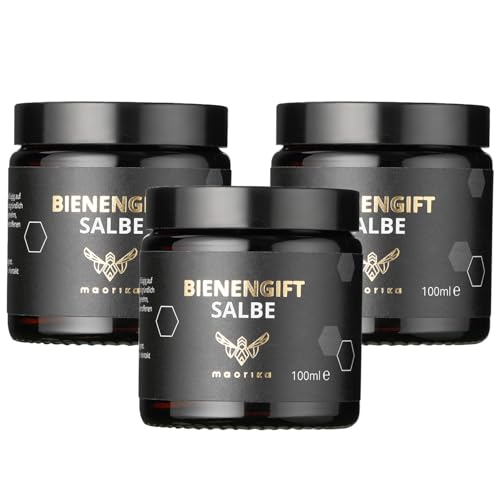 maorika Bienengiftsalbe mit Manukaöl, hochdosierte Bienengiftcreme mit Kühlung, Shea Butter, Eukalyptus & Aloe Vera, 3x 100ml Sparpaket