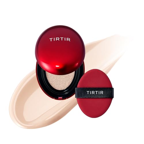 TIRTIR Mask Fit Red Cushion Mini, langanhaltendes Make-up mit Schwämmchen, Farbton 15C Fair Porcelain, 4.5 g