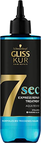 Gliss Kur 7 Sec Express-Repair Kur Aqua Revive (200 ml), Haarkur sorgt für eine Extraportion Feuchtigkeit und gesunden Glanz in nur 7 Sekunden