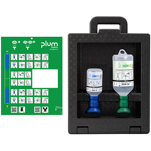 LEINA-WERKE Augenspülstation iBox 2 REF 44026, Wandmontage, schwarz-grün, Kunststoff, inkl. 500 ml Natriumchloridlösung