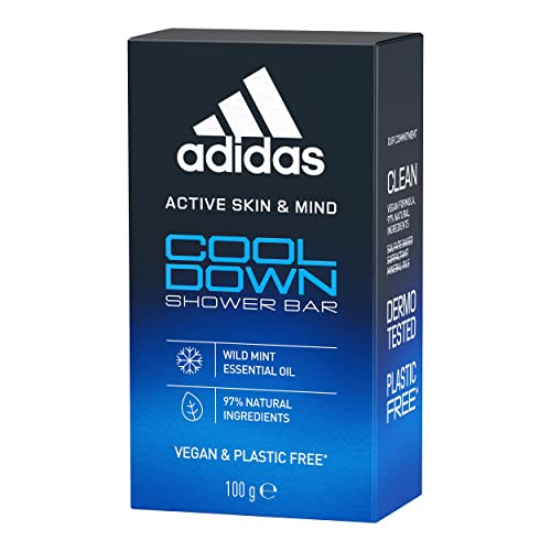 adidas Cool Down feste Dusche für ihn mit ätherischem Minzöl und sanften Inhaltsstoffen, vegan, 100 g