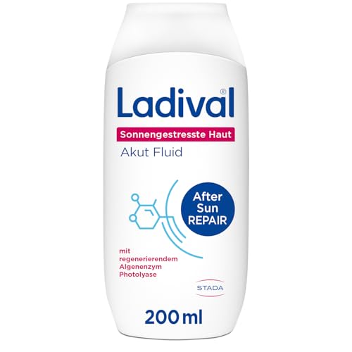 Ladival After Sun Repair Fluid für sonnengestresste Haut, regeneriert mit Photolyase, feuchtigkeitsspendend & kühlend, enthält Panthenol und Vitamin E, 200ml