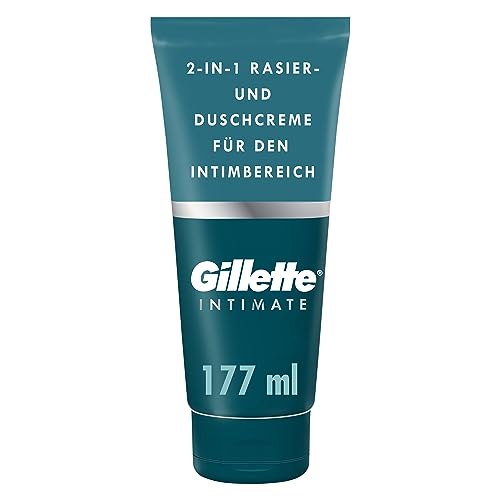 Gillette Body & Intimate 2-in-1 Rasier- und Duschcreme, sanfte Formel für Körper & Intimbehaarung, mit Aloe, 177ml, parabenfrei