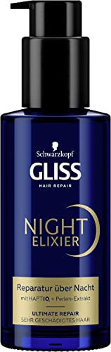Gliss Night Elixier Ultimate Repair (100 ml), Haarserum regeneriert geschädigtes Haar im Schlaf, Haarpflege hinterlässt weiches & regeneriertes Haar über Nacht - Preisvergleich