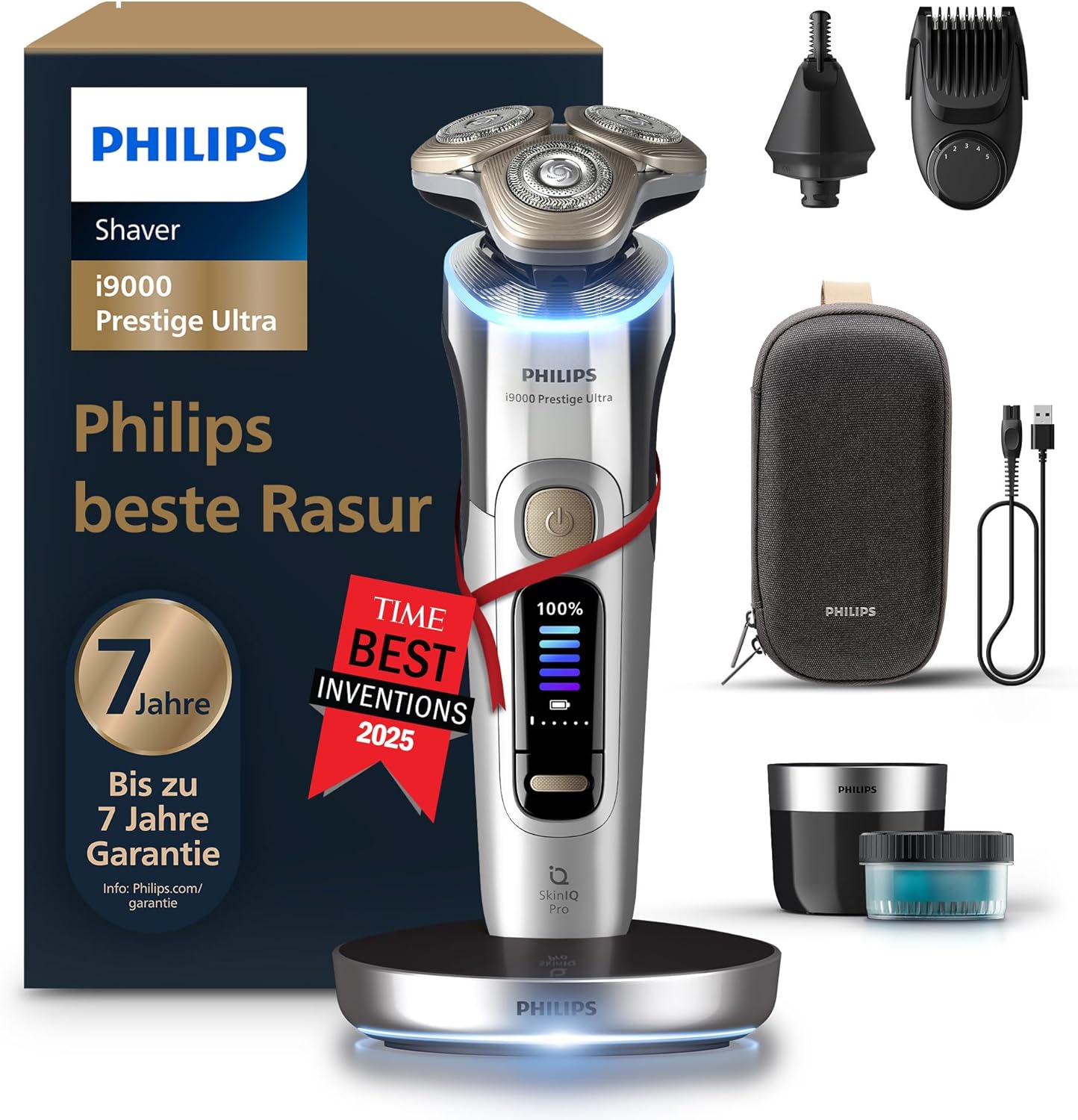 Philips Rasierapparat Shaver Series i9000 Prestige Ultra, SkinIQ Pro Technologie mit Triple Action Lift & Cut, fünf Rasiermodi, schwarz