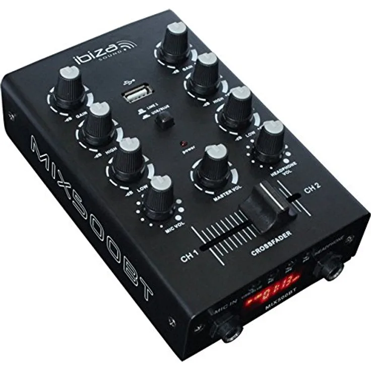 Ibiza MIX500BT 2-Kanal DJ Mischpult mit Bluetooth-Schnittstelle, USB-Port und einem integrierten Medien-Player