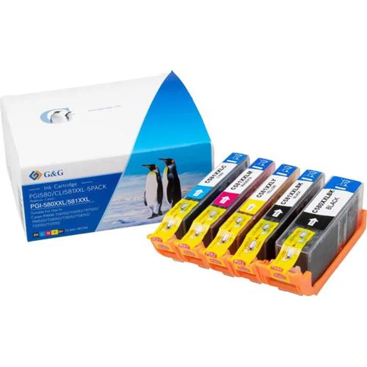 G&G Tinte ersetzt Canon PGI-580 XXL, CLI-581 XXL Kompatibel Kombi-Pack Schwarz, Foto Schwarz, Cyan, Magenta, Gelb 15846