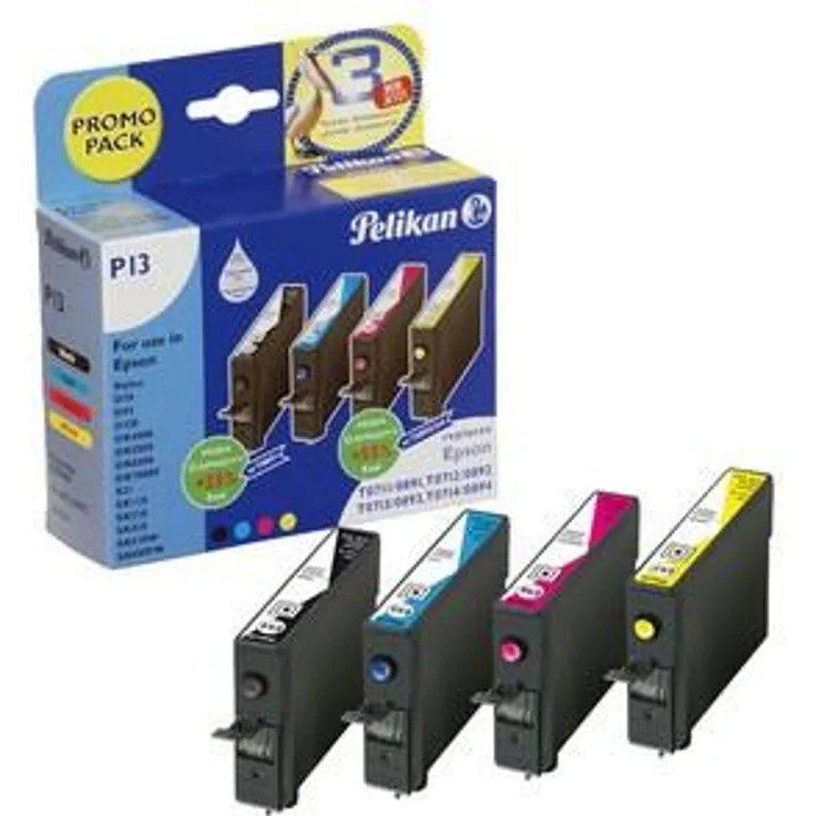 Pelikan P06 Druckerpatronen PromoPack (ersetzen Epson T06154010) schwarz, cyan, magenta, gelb