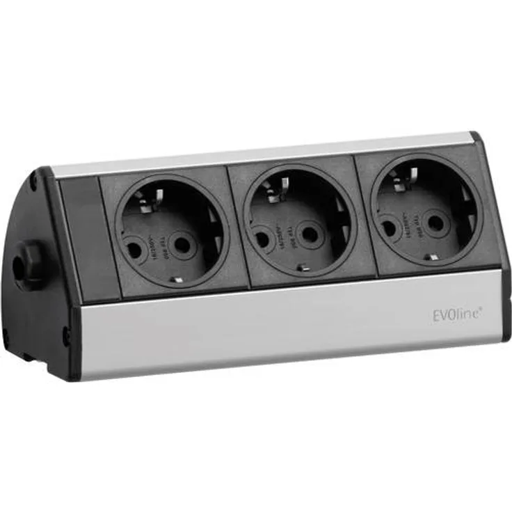EVOline 93000403 Steckdosenleiste ohne Schalter Schwarz/Silber Schutzkontakt