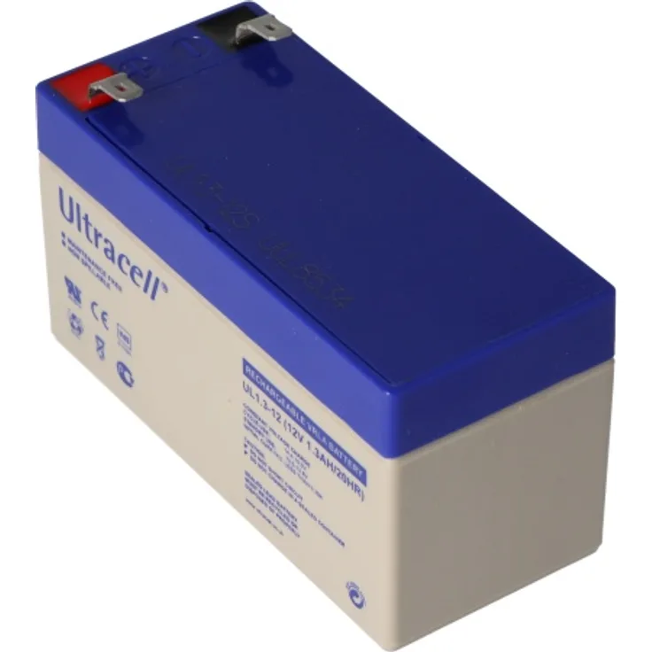 UL1.3-12 Ultracell Blei Akku 12 Volt, 1,3Ah mit 2 Faston 4,8mm Kontakten