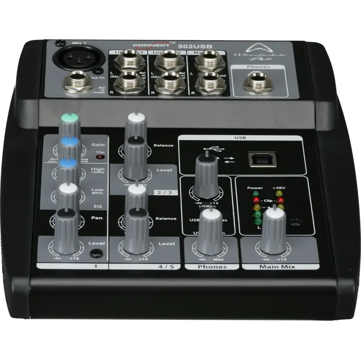 WHARFEDALE Connect 502 USB 5 Ausgangskanäle 20 – 20.000 Hz Schwarz – Tische Mischpult Audio (5 Kanäle, 20 – 20000 Hz, 12 kHz, 0,0025%, 3,5 mm-6,35 mm, 77 mm)