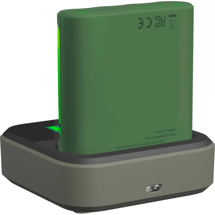 GP Docking Station mit 4-fach LCD Ladestandsdisplay inkl. 4-Port USB Ladegeraet-
