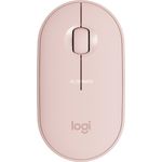 Logitech M350 Pebble Kabellose Maus, Bluetooth und 2.4 GHz Verbindung via Nano USB-Empfänger, 18-Monate Akkulaufzeit, 3 Tasten, Leises Klicken und Scrollen, PC-Mac-iPadOS - rosa