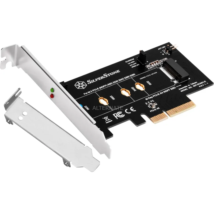 SilverStone Technology SST-ECM21-E - PCI-E Erweiterungskarte PCI-E x4 zu M.2 (NGFF), schraubenloses Design, unterstützt PCI-E Gen. 4 71151