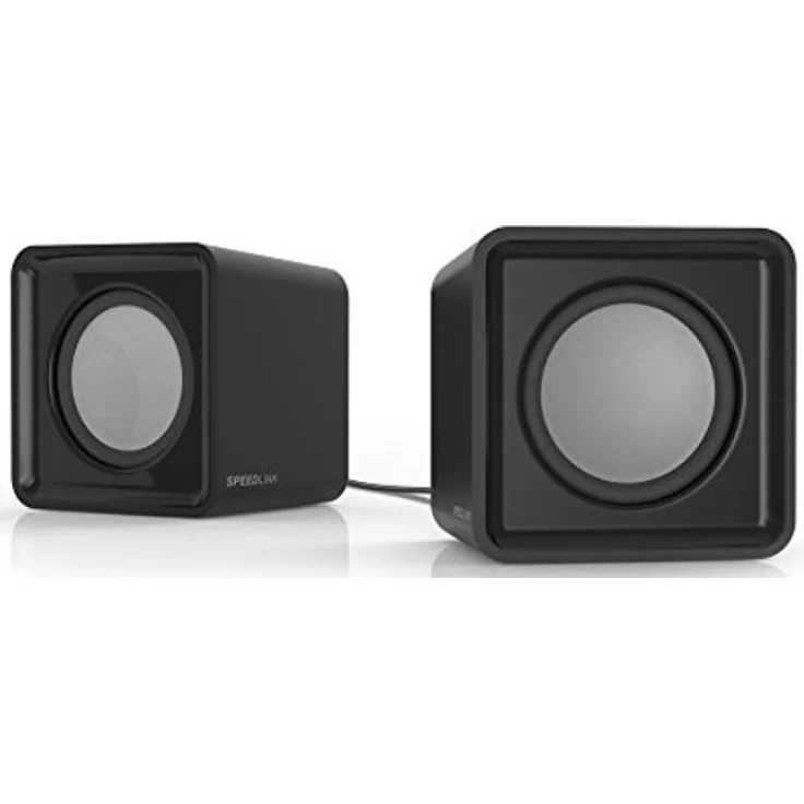 Speedlink TWOXO Stereo Speakers - USB Lautsprecher mit Stereo Sound und Klinkenstecker für Büro-Home Office (5W RMS Ausgangsleistung) für Gaming-Musik-PC-Notebook-Laptop, schwarz – Bild 1