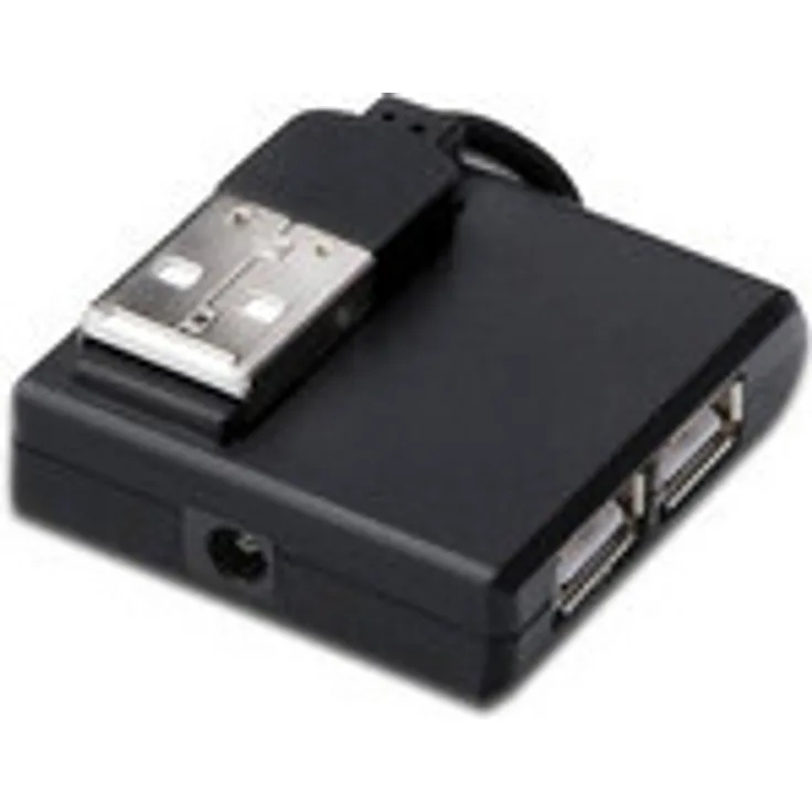 DIGITUS USB-Hub - 4 Ports - High-Speed USB 2.0 - 480 MBit-s - Kompaktes Gehäuse - Stromversorgung per USB - Schwarz
