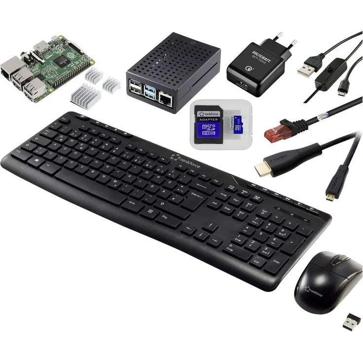 Renkforce Pro Set Raspberry Pi 2 B 1GB 4 x 0.9GHz inkl. Netzteil, inkl. Gehäuse, inkl. Kühlkörper, inkl. HDMI-Kabel, inkl