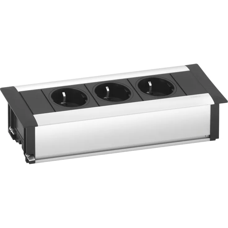 Schulte Einbau Steckdosenleiste EVOline Frame-Dock | 3x Schuko-Steckdose | 1 Stück | 159610019500