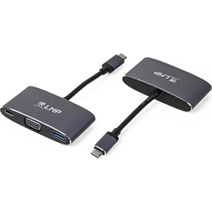 LMP USB-C multiport Adapter VGA & USB USB-C 3.1 VGA-USB 3.0-USB-C Schwarz - Kabelschnittstellen--Adapter (USB-C 3.1, VGA-USB 3.0-USB-C, Male Connector-Female Connector, 0,2 m, Schwarz)