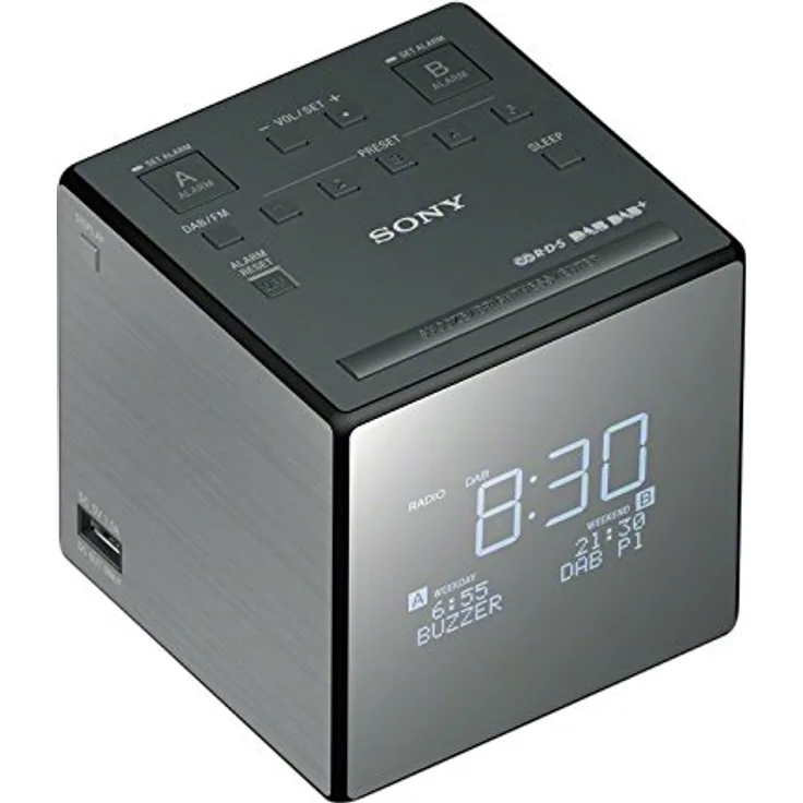 Sony XDR-C1DBP Uhrenradio (DAB-DAB+, digitalem Radioempfang, große Uhranzeige mit Helligkeitssteuerung, USB)