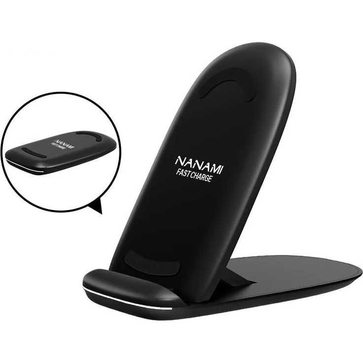 NANAMI Qi Schnellladestation, NANAMI Qi Kabellos Ladegerät für iPhone X / 8 / 8 Plus, 3 Spulen Faltbar Fast Wireless Charger Stand Pad, Induktive Ladestation für Samsung Galaxy S9 S8 S7 S6 Edge+ Note 8 / 5