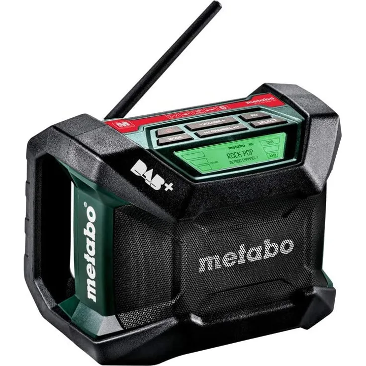 Metabo R12-18 BT - ohne Akku, ohne Ladegerät Baustellenradio mit Bluetooth, LCD-Display, geeignet für Outdoor, spritzwassergeschützt, grün, schwarz