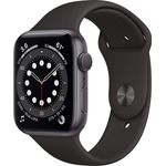 Apple Watch Series 6 Smartwatch GPS, 44mm, Aluminiumgehäuse Space Grau, Sportarmband Schwarz