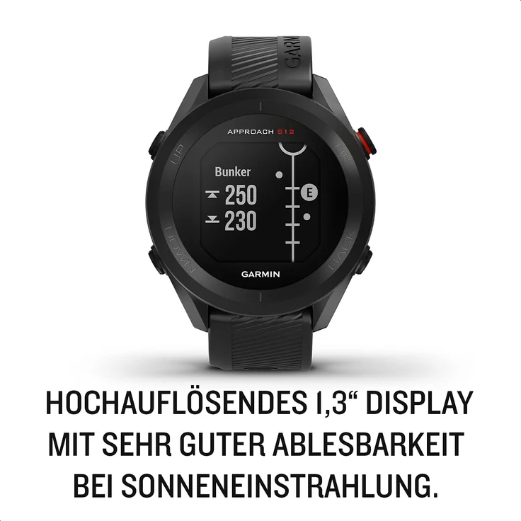 Garmin Approach S12 Golf-Uhr mit Schlagweitenmessung und Distanzangaben GPS, Unisex, 43,7mm, Kunststoffgehäuse, Schwarz – Bild 2