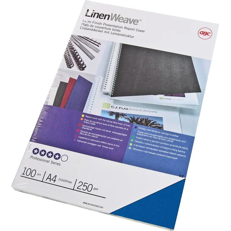 LinenWeave Umschlagmaterial, A4, 100 Stück, blau