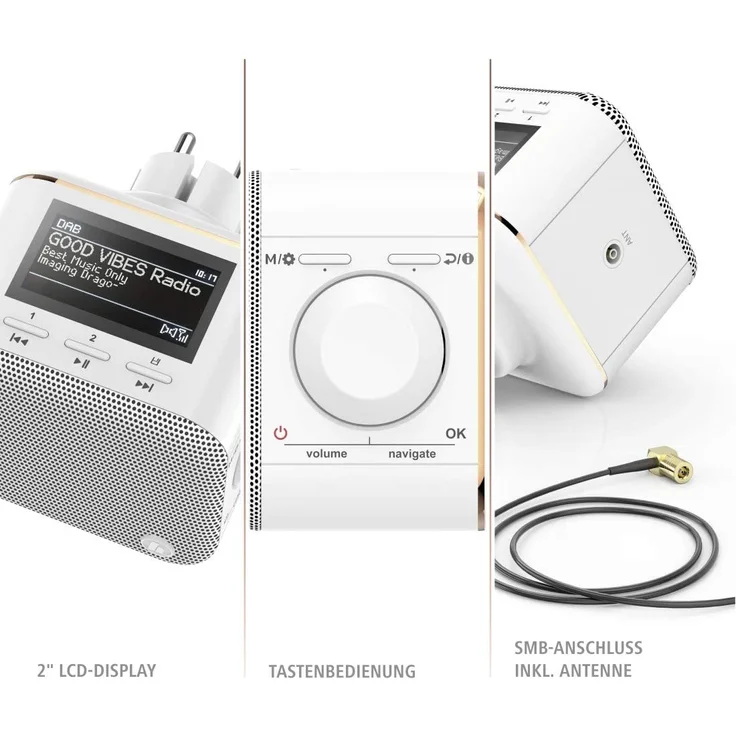 Hama DR40BT Digitalradio mit Bluetooth, LCD-Display, Wecker, geeignet für Bad, weiß – Bild 4