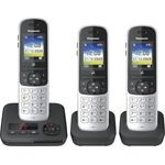 Panasonic Schnurlostelefon KX-TGH723GS mit Anrufbeantworter 2 zusätzlichen Mobilteilen, Babyphone und Kurzwahltasten