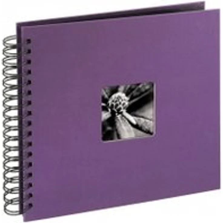 Hama Fotoalbum, 28 x 24 cm, 50 schwarze Seiten, 25 Blatt, mit Ausschnitt für Bildeinschub, Fotobuch lila – Bild 1