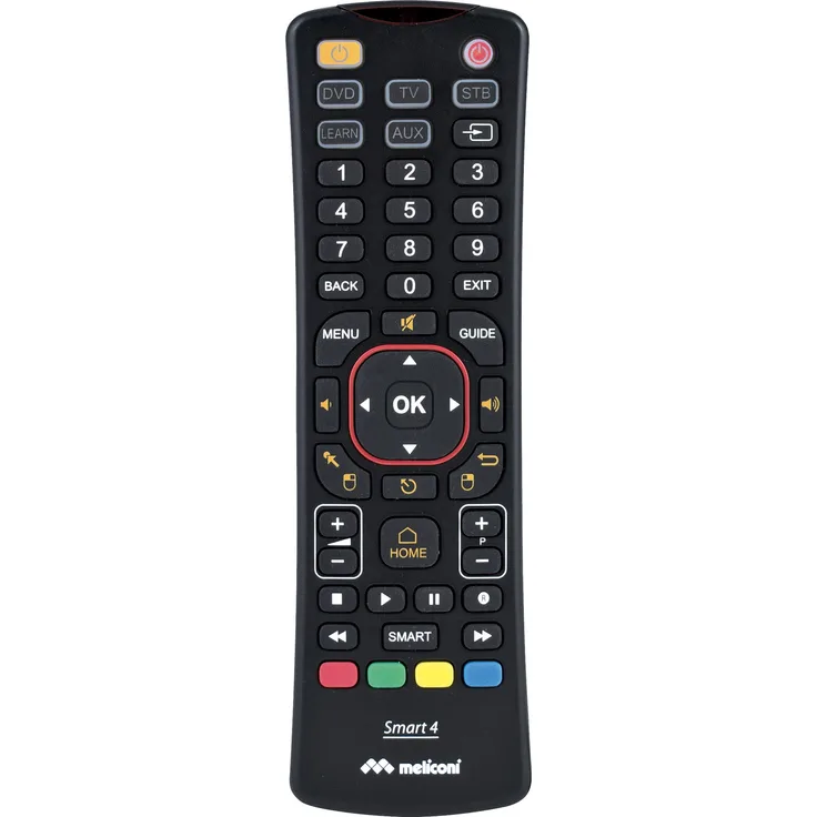 Meliconi 802000 Smart-4 Universalfernbedienung 4-In-1 für Smart-TV mit QWERTY-Tastatur Wireless schwarz
