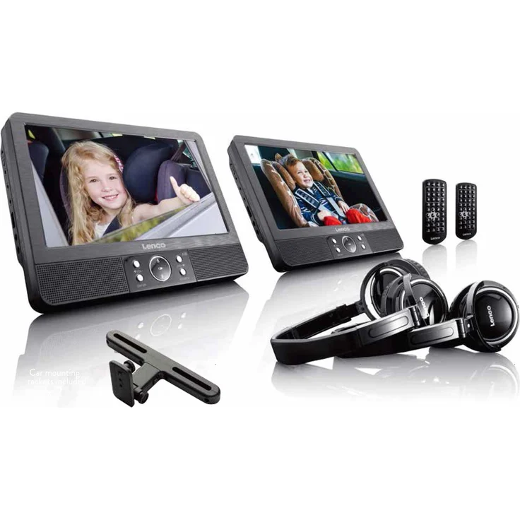 Lenco DVP-939 9-Zoll Tragbares DVD-Player Set unabhängig ansteuerbar USB und SD-MMC Anschluss integrierter Akku Schwarz – Bild 6