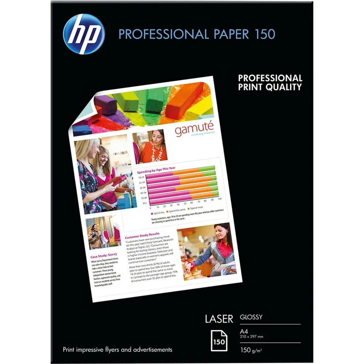 HP Professional Glossy Laser Paper 150 gsm-150 sht/A4/210 x 297 mm