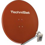 TechniSat SATMAN 850 PLUS - Satellitenschüssel mit LNB (85 cm Sat Anlage mit Masthalterung und 40mm Universal-Quattro-LNB, Multischalter wird benötigt) rot
