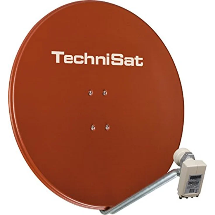 TechniSat SATMAN 850 PLUS - Satellitenschüssel mit LNB (85 cm Sat Anlage mit Masthalterung und 40mm Universal-Quattro-LNB, Multischalter wird benötigt) rot – Bild 1