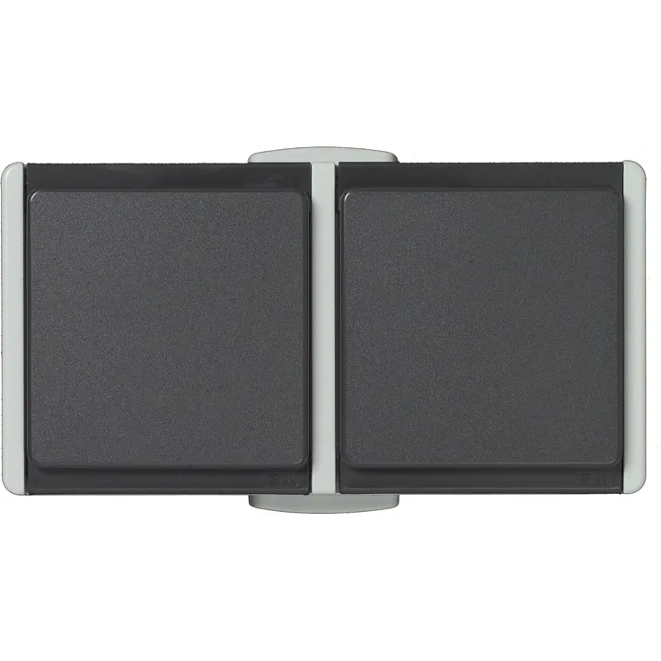 UNITEC 45245L Steckdose 2-fach Aufputz lose Aquarius FR, grau - dunkelgrau