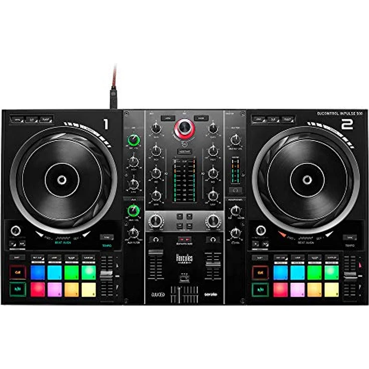 Hercules DJControl Inpulse 500 (2-Deck DJ Controller, Beatmatch Guide, IMA, 16 RGB Pads, integr. Soundkarte-Mixer, Mic-In, DJ Academy, DJUD & Serato DJ Lite, PC - Mac) – Bild 1