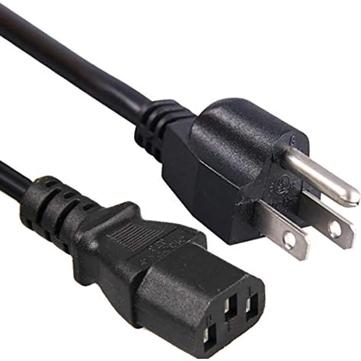 PremiumCord Netzkabel 230V 2m, Stromkabel mit US Stecker auf Kaltgerätebuchse C13, IEC 320, PC Netzkabel 3 Polig, Farbe schwarz