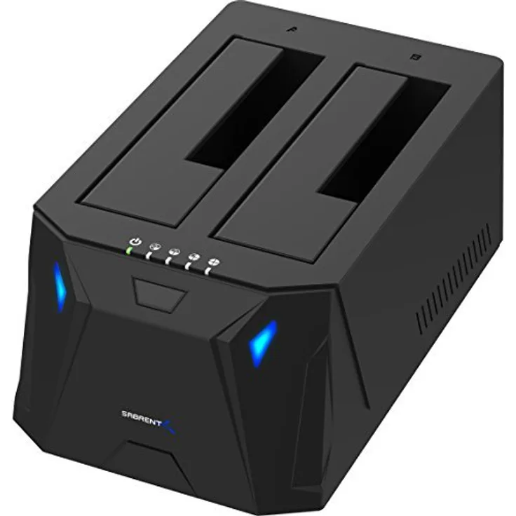 Sabrent Festplattengehäuse (USB 3.0 zu SATA I/II/III Dual Bay externe Festplatte Dockingstation für 2,5 oder 3,5 in HDD, SSD mit Festplatte Duplikator/Cloner Funktion, [10TB Unterstützung] (ec-hd2b)