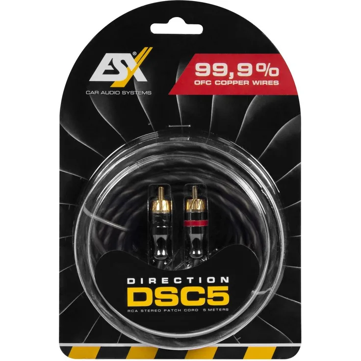 ESX DSC5 - Cinch-Audio-Stereokabel, 5 Meter aus hochleitfähigem Vollkupfer (99,9% OFC)
